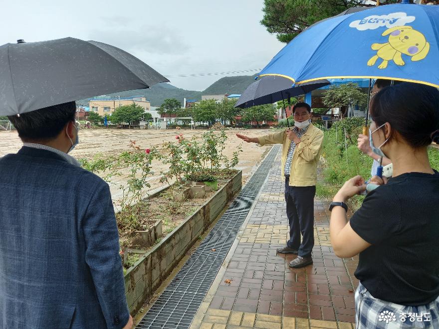 아산시, 집중호우 피해 학교 복구현장 방문