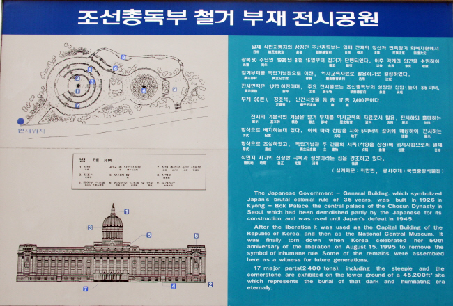 조선총독부 철거 부재 전시공원 안내문