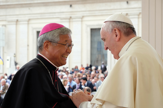 April 2014, Pope Francis and Heungsik Yu, Daejeon diocesan bishop met in the Vatican