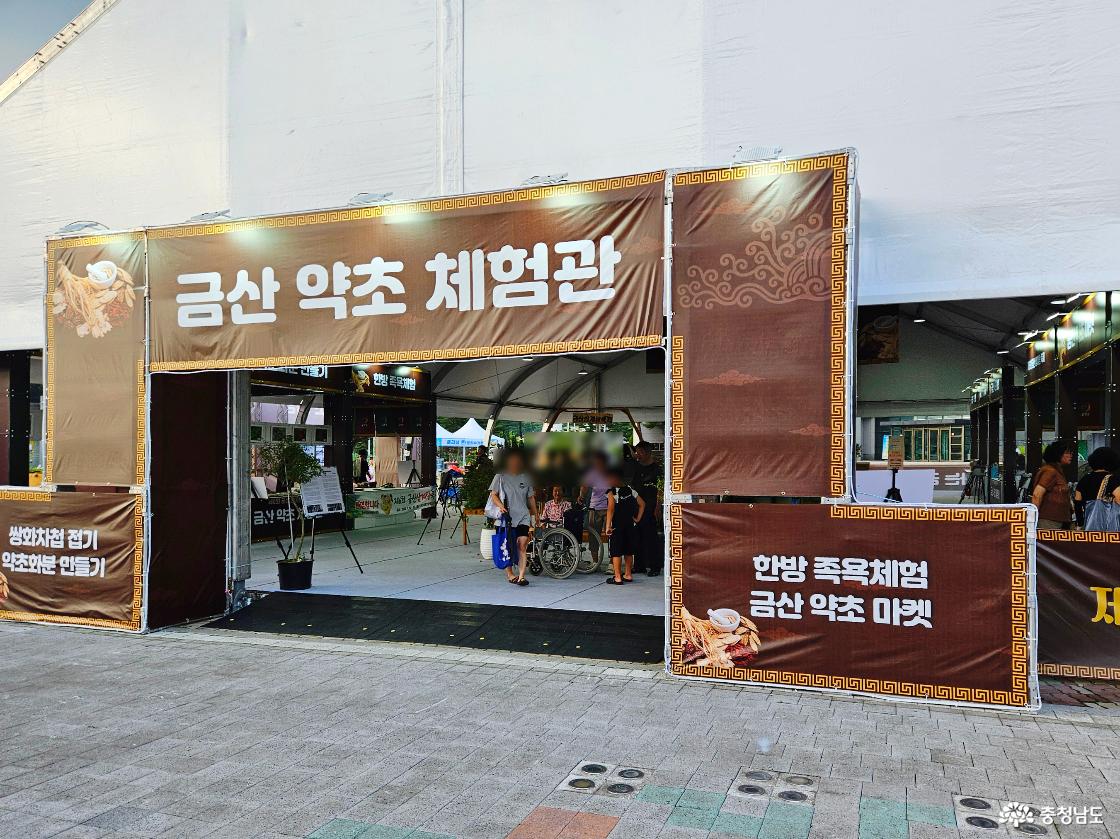 금산삼계탕축제 금산 약초체험관 입구와 한방 족욕, 약초마켓 안내