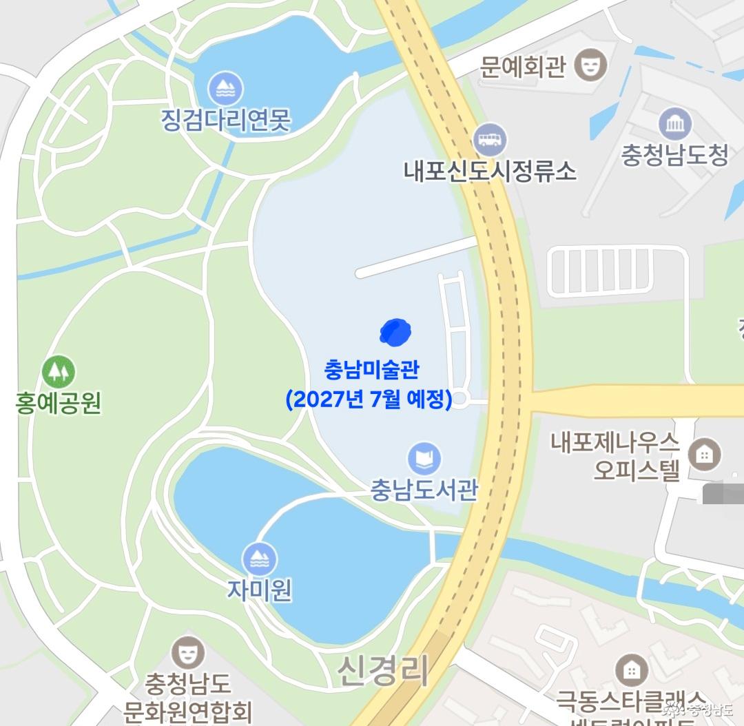 충남미술관 위치(네이버 지도에서 갈무리)