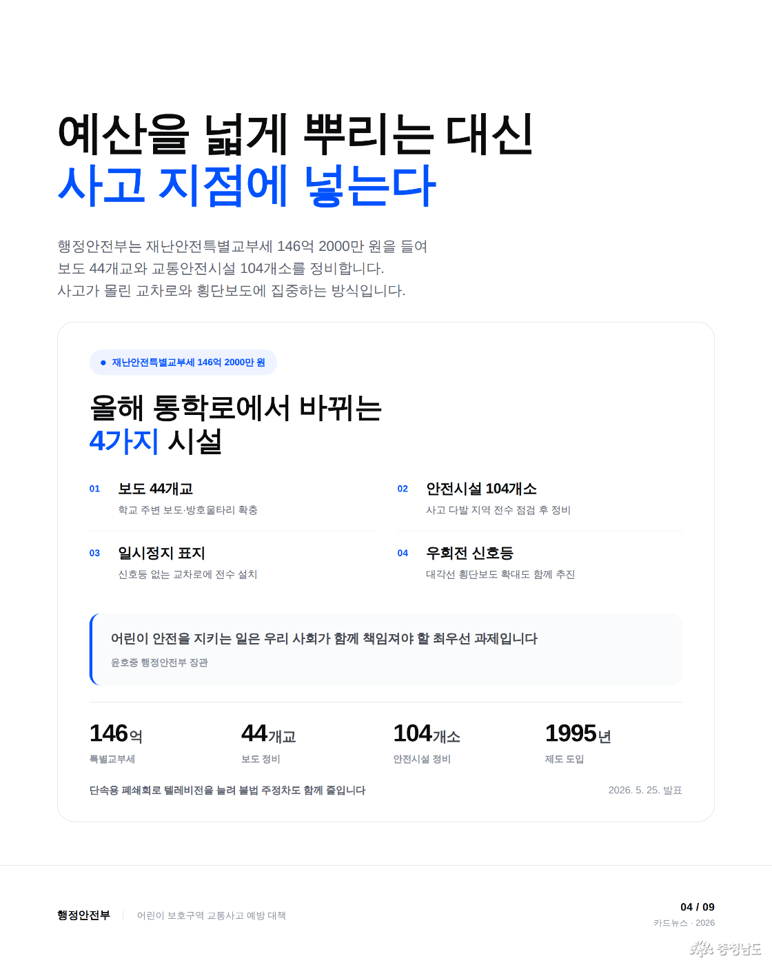 예산을 넓게 뿌리는 대신 사고 지점에 넣는다