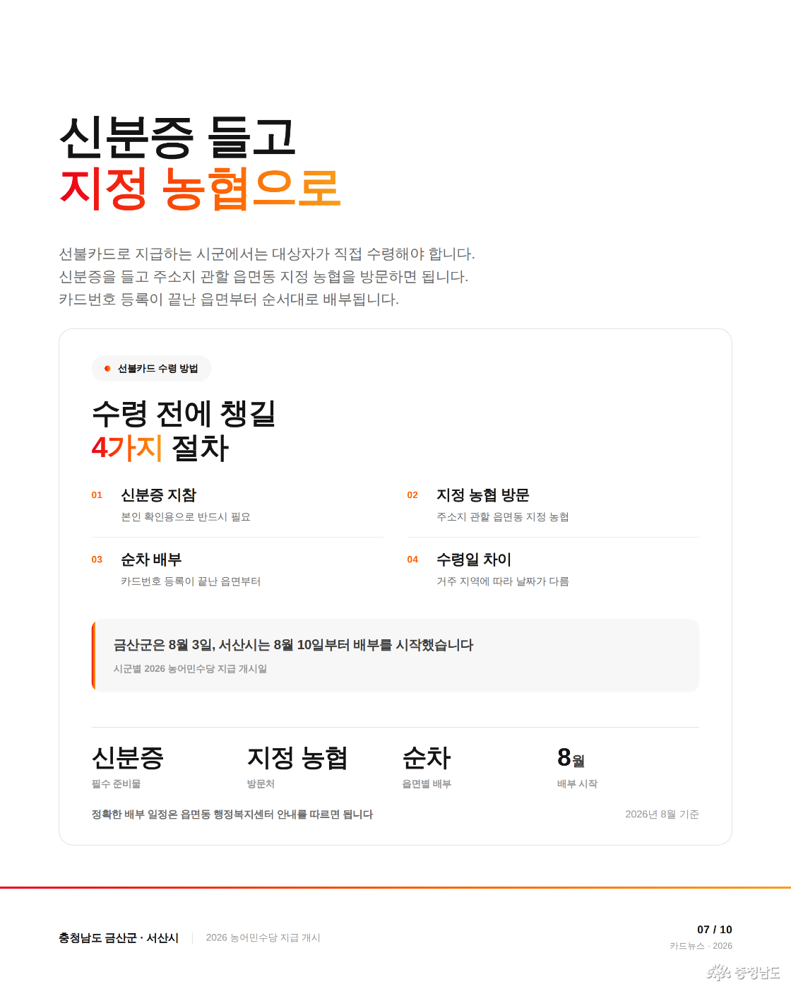 신분증 들고 지정 농협으로