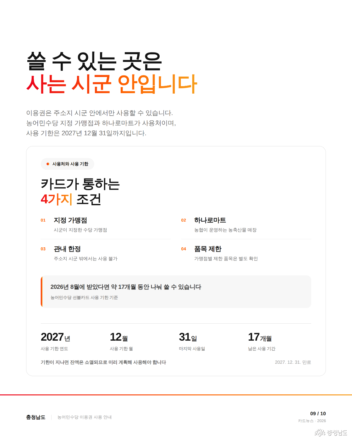쓸 수 있는 곳은 사는 시군 안입니다