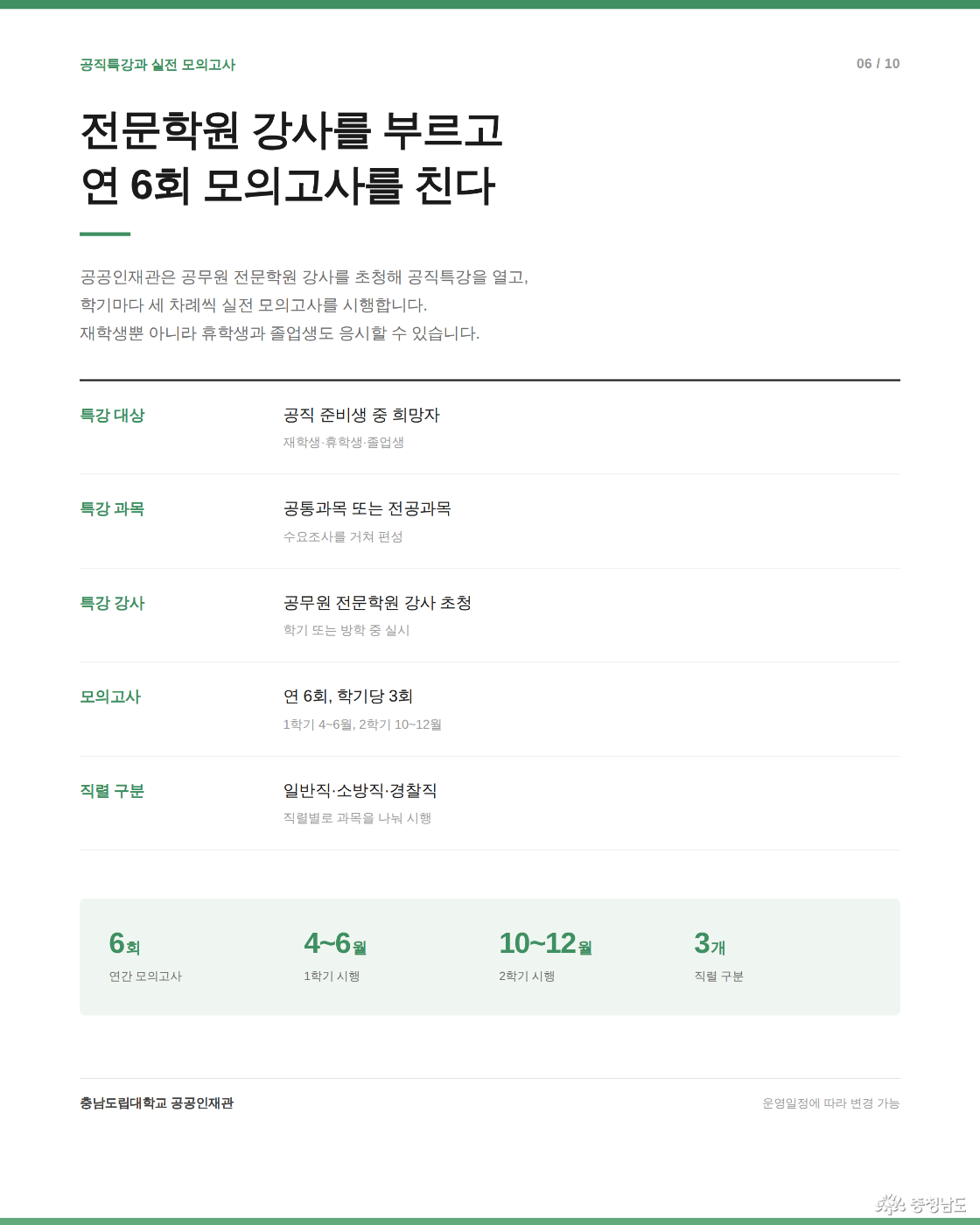 전문학원 강사를 부르고 연 6회 모의고사를 친다