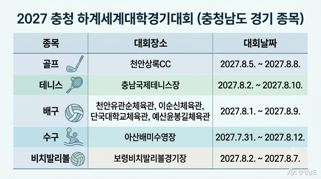 충청남도 개최 종목