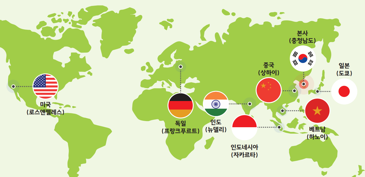 해외사무소 위치 지도 요약도 참조